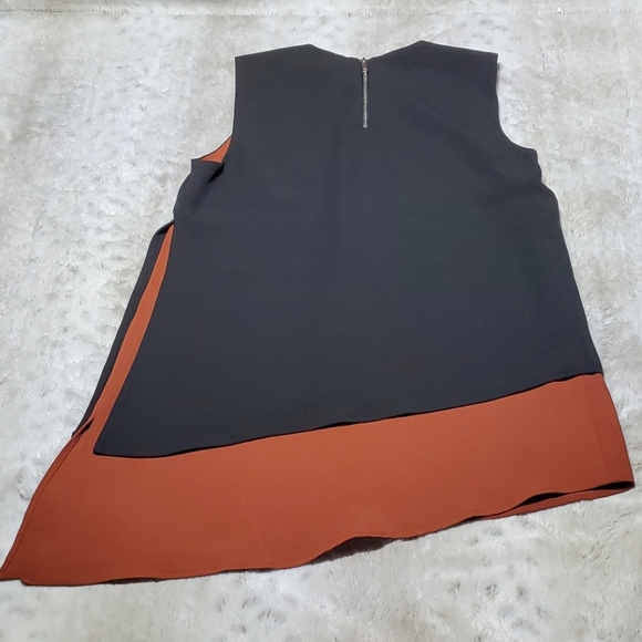 DKNY Black Brow Asymmetrical Layered Blouse Tank Shell Size XS Bust 36 In NWT - Picture 7 of 7